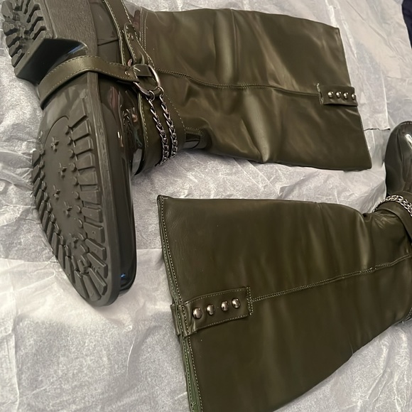 JUSTFAB Olive Green Burning Man Knee-Length Boots UK 7 US 9 - Picture 5 of 7